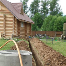 Траншея для прокладки труб водоснабжения